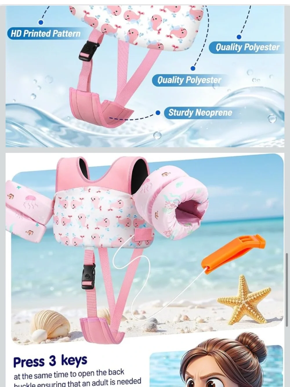 HeySplash Toddler Swim Vest Fits 13-30 lbs with Adjustable Strap toddler